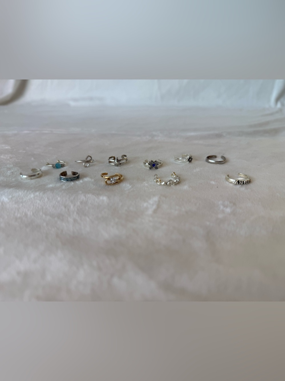 11-Piece Mixed Toe Ring Lot Silver Tone Adjustable Boho Beach Floral Heart - Picture 2 of 4